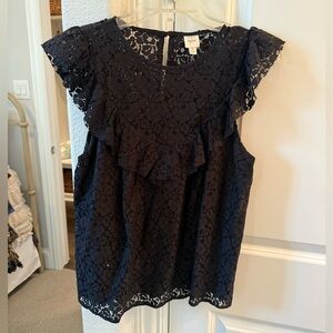 Ann Taylor Black Lace Ruffle Sleeve Blouse